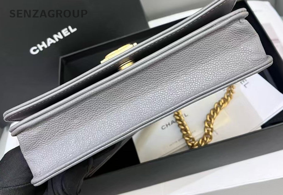 Chanel Leboy WOC Chain Shoulder Bag Gray Gold Used Women Classic Diamond