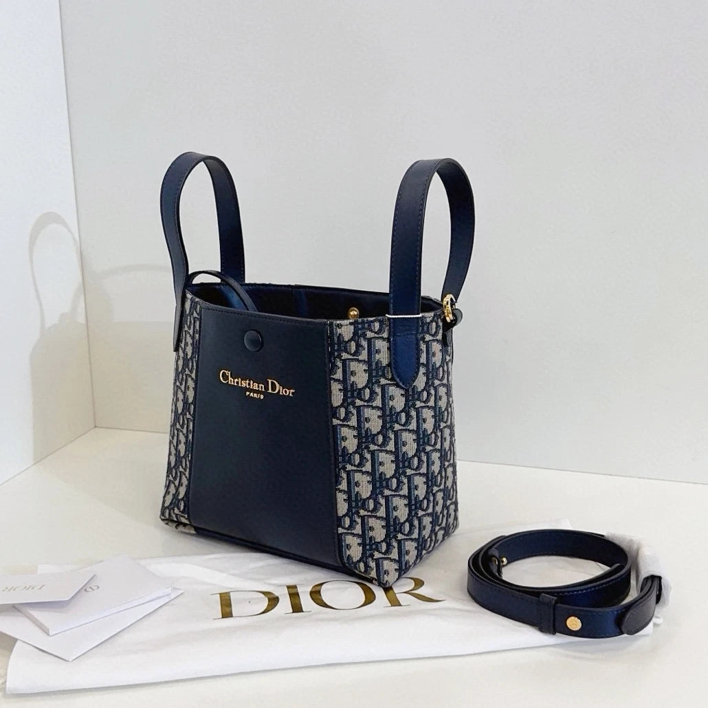 Christian Dior Signature Oblique Canvas Bucket Top Handle Crossbody Women