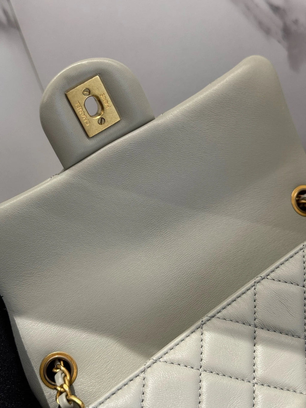 CHANEL Gray Lambskin CF Mini Chain Shoulder Bag Women