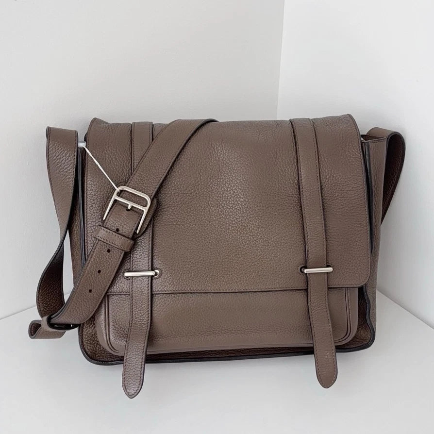 Hermes Steve35 2Way Gray Shoulder Bag Crossbody Silver Hardware
