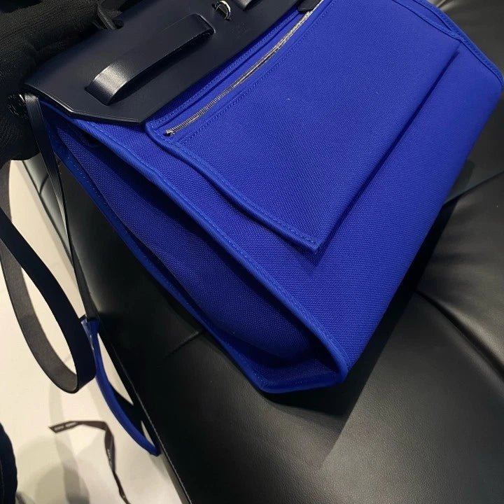 Hermers Herbag 31 Canvas Top Handle Crossbody Bag Blue Black Women D