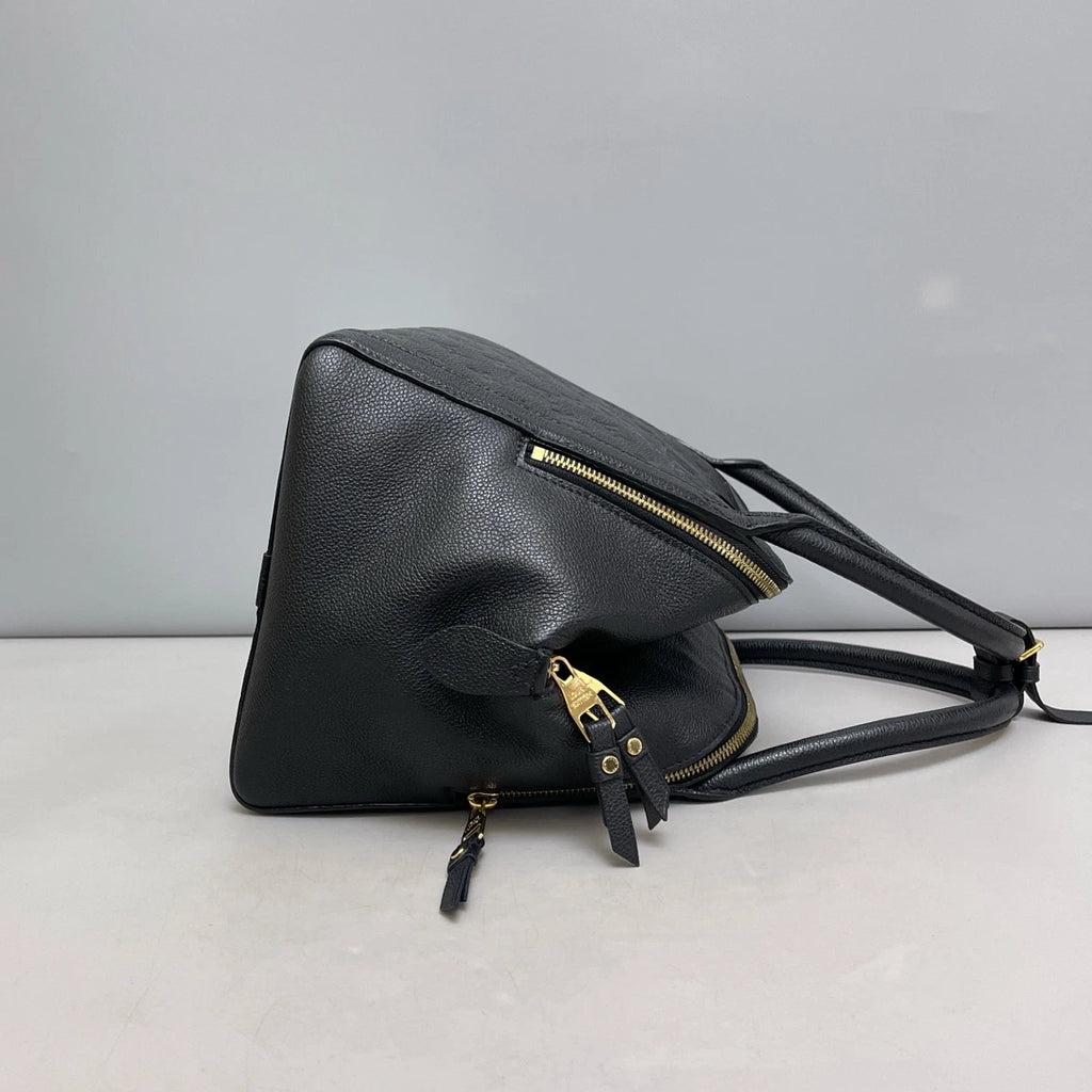 Authentic Louis Vuitton Marais Calfskin Monogram Top Handle Bag Black GHW