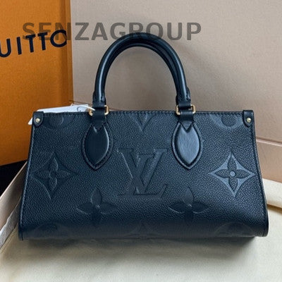 Louis Vuitton OnTheGo Black Leather Tote Shoulder Bag Women's Classic