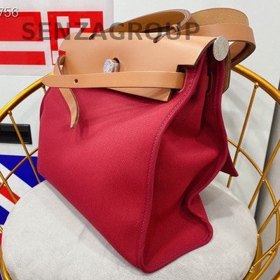 Hermès Herbag 31 Red Silver Hardware Shoulder Bag Women's Classic