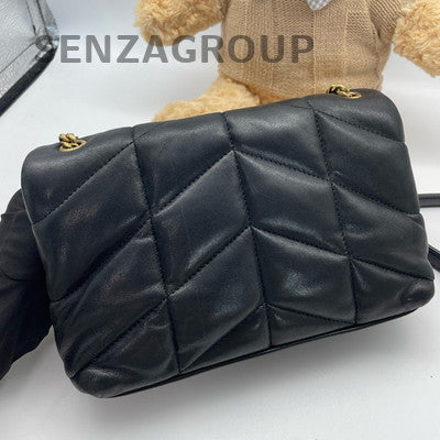 Saint Laurent Puffer Small Chain Shoulder Bag Black Gold Classic Women's