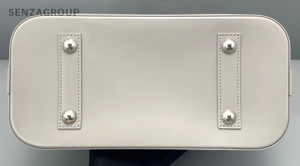 Louis Vuitton Alma MM Epi Leather Top Handle Gray White Handbag Women