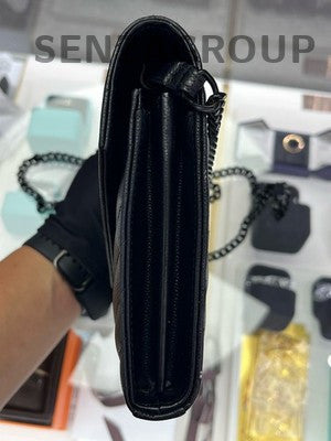 YSL Saint Laurent So Black Quilted Leather Envelope Chain Crossbody Bag