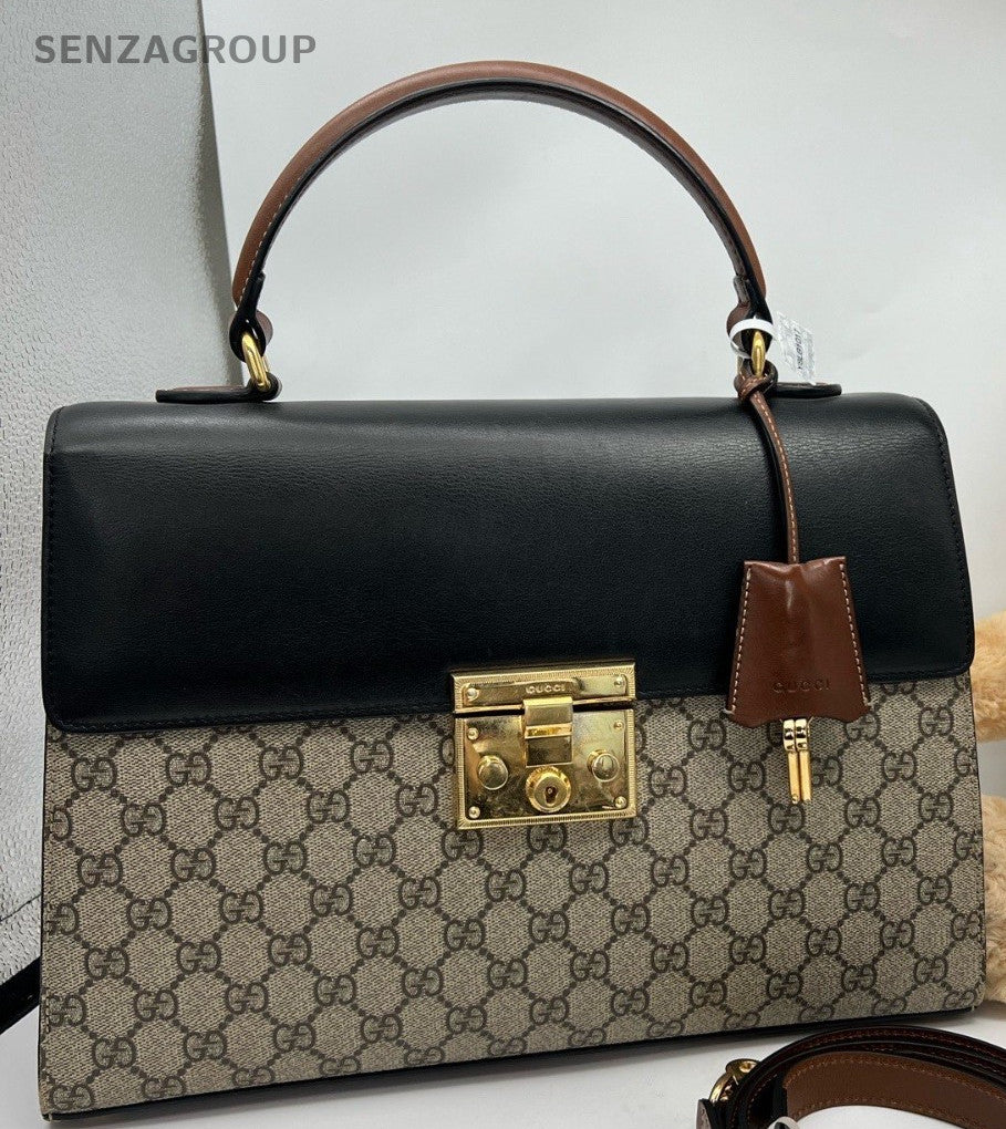 Gucci Padlock GM Top Handle Bag Crossbody Brown Gold Women Classic Fashion