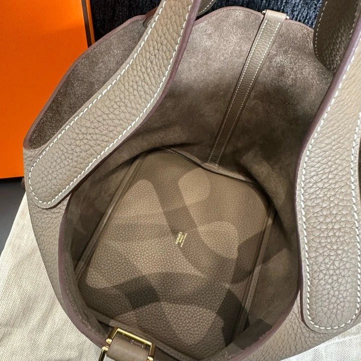 Hermes Picotin22 Gray Gold Handbag Used Women Classic Fashion D