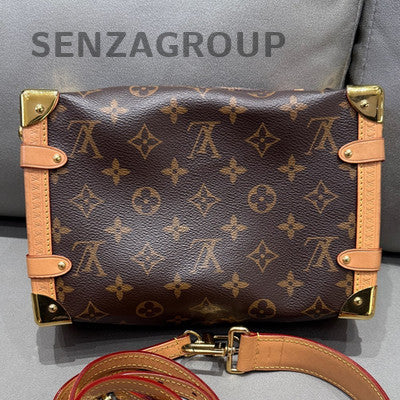 Louis Vuitton Monogram Side Trunk Chain Crossbody Bag Brown Gold