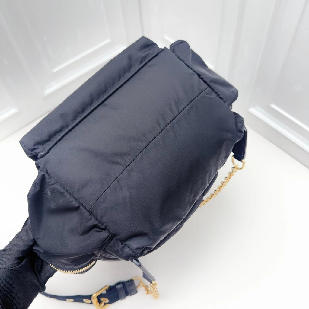BURBERRY Nylon Backpack Black brown Gold Hardware Unisex Adults Classic