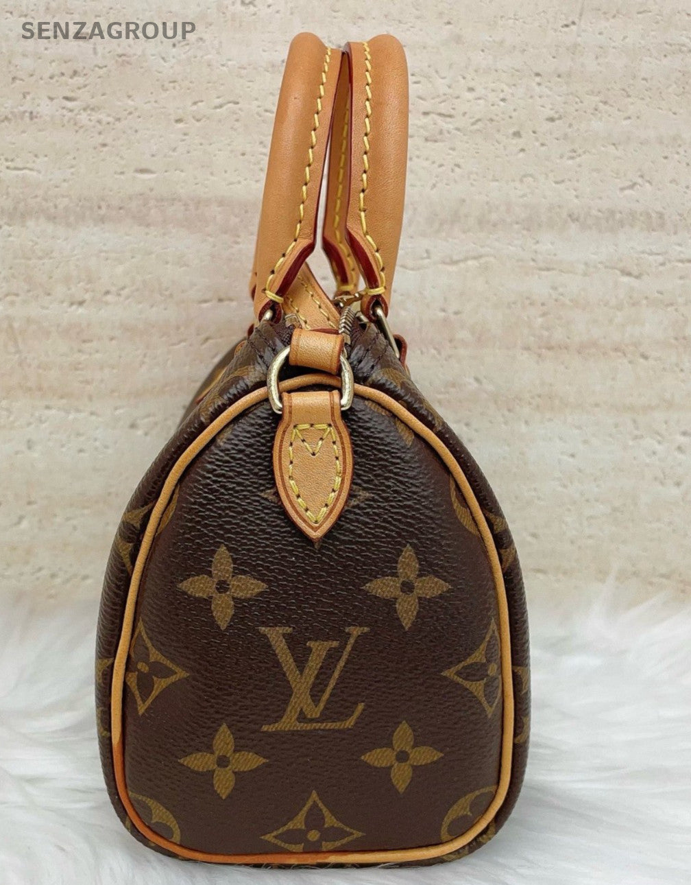 Louis Vuitton Speedy Nano Monogram 2Way Top Handle Bag Crossbody Brown Women