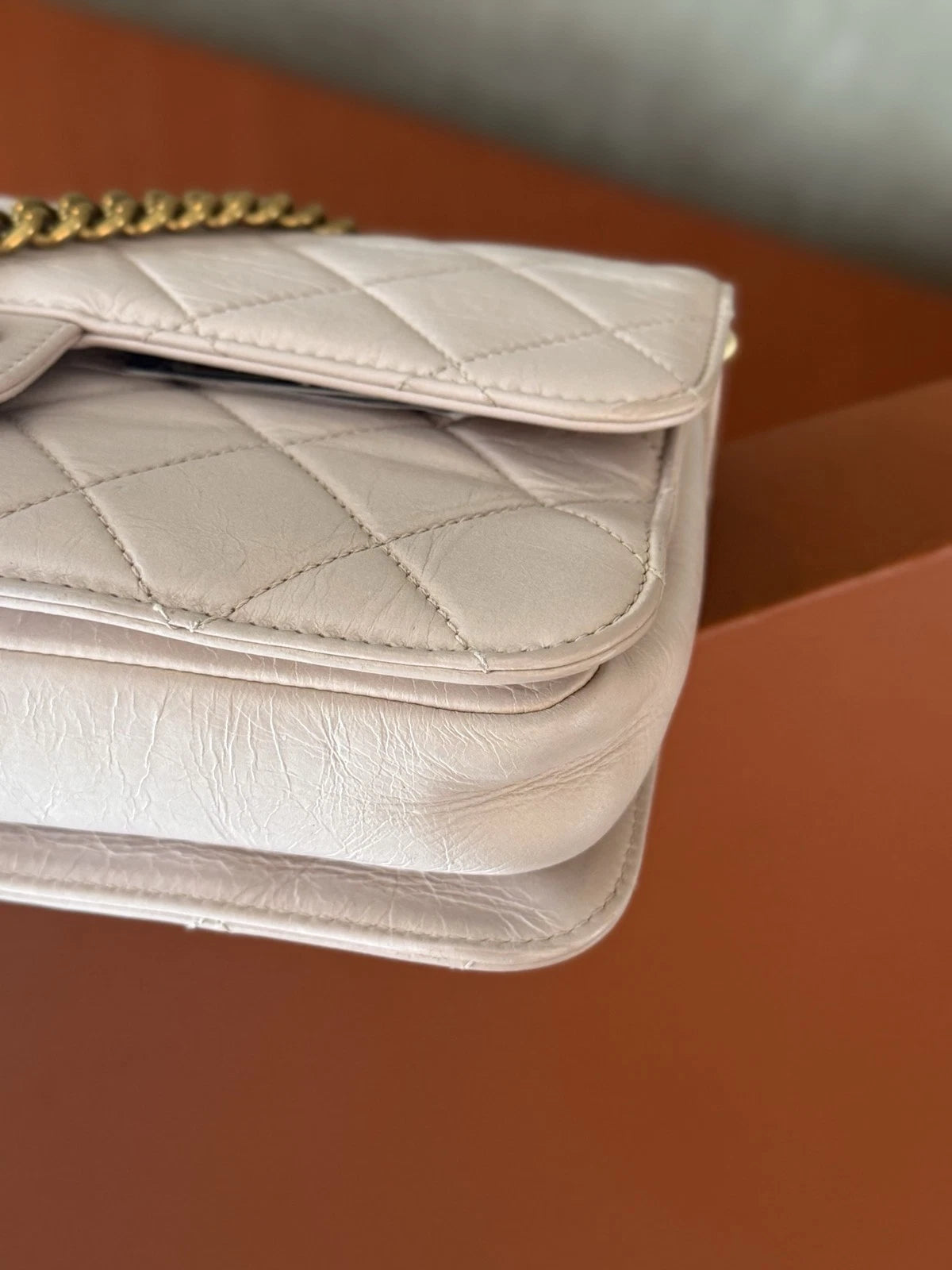 Chanel Bombay MM Chain Top Handle Shoulder Bag Lilac Gold Women Classic