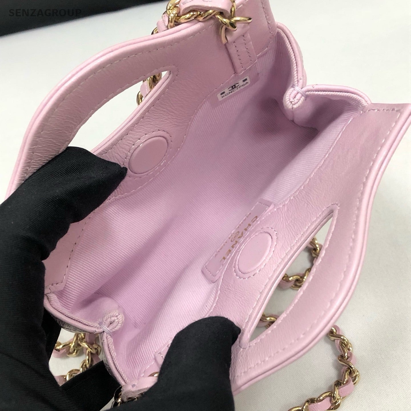 Chanel Diamond Mini Handbag Chain Shoulder Bag Crossbody Pink Gold Women Classic