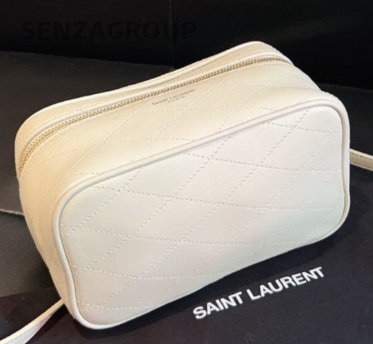 Saint Laurent Diamond Mini Top Handle Bag Crossbody White Gold Women Classic