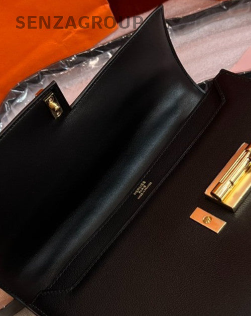 Hermes Verrou23 Shoulder Bag Crossbody Black Gold Used Women Classic Designer