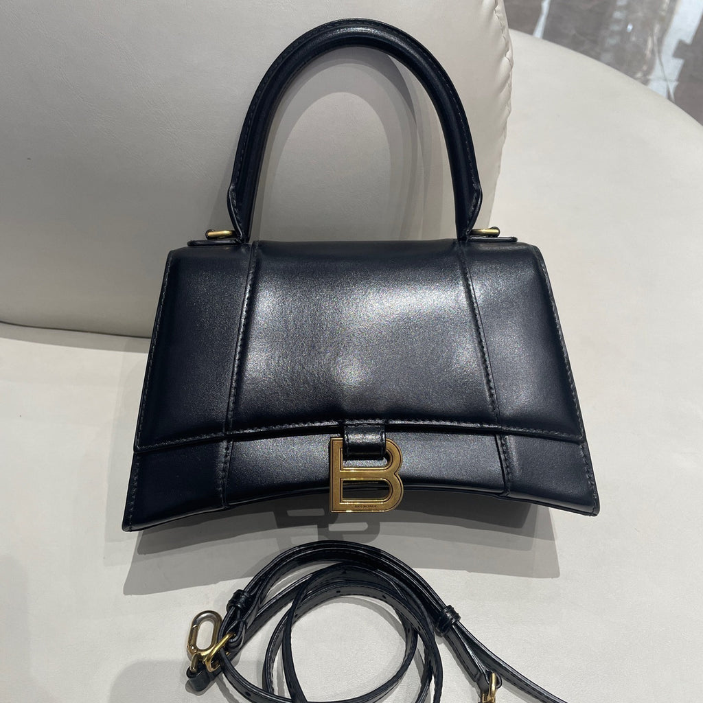 Balenciaga Small 2Way Handbag Crossbody Black Gold Classic Fashion Women