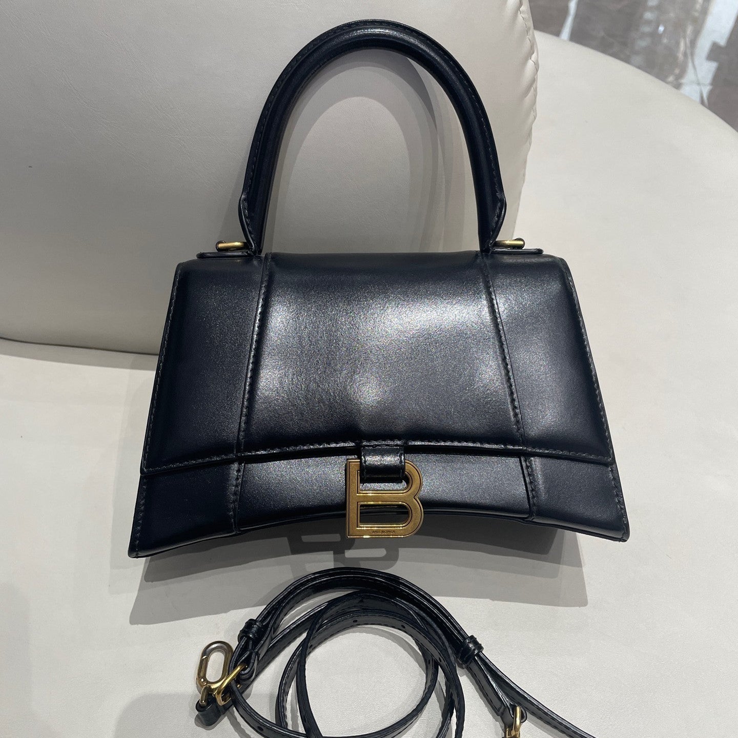 Balenciaga Small 2Way Handbag Crossbody Black Gold Classic Fashion Women