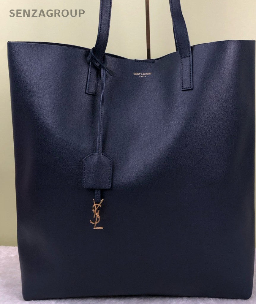 Saint Laurent Tote Shoulder Bag Blue Gold Used Women Classic Designer