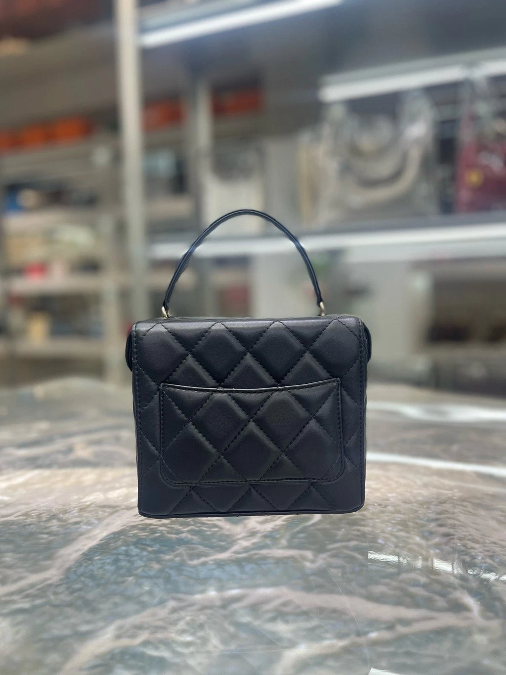 CHANEL Black Gold Top Handle Bag Crossbody For Women