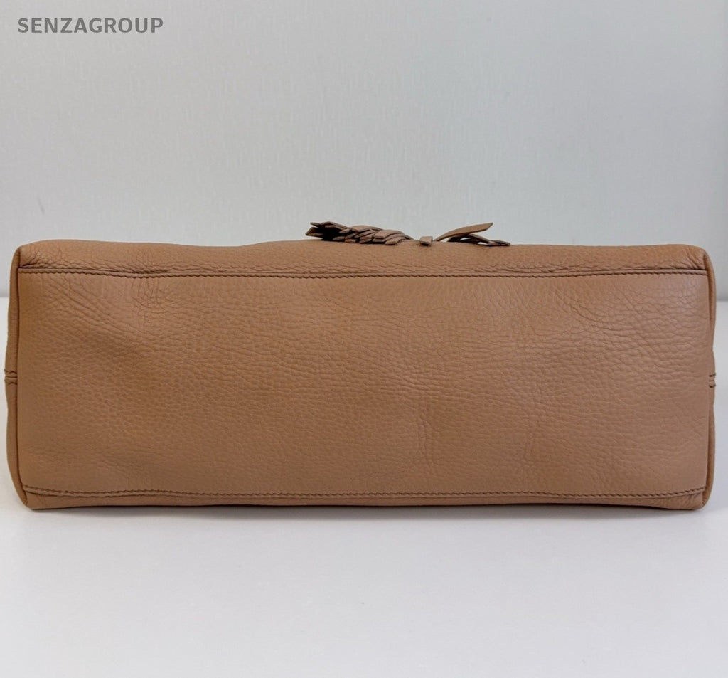 Gucci SOHO Chain Calfskin Shoulder Bag Brown Gold Women Classic Fashion