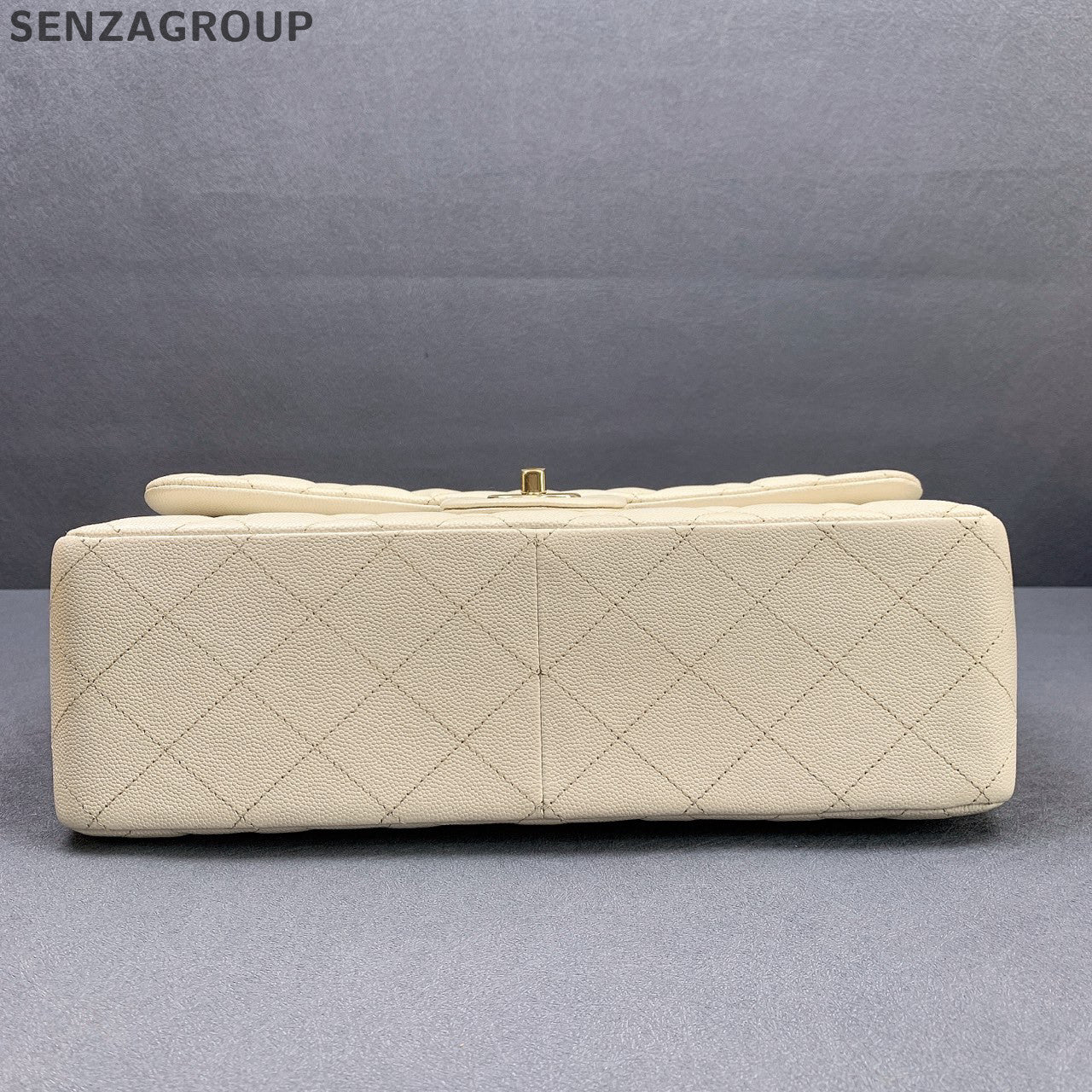 Chanel Classic Flap Jumbo Bag White Gold Chain Shoulder Crossbody