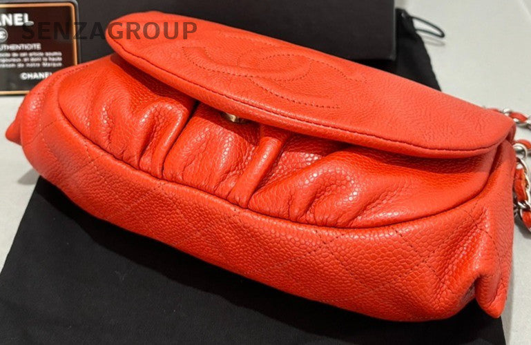CHANEL CC Chain Orange-red caviar Shoulder bag Women Crossbody