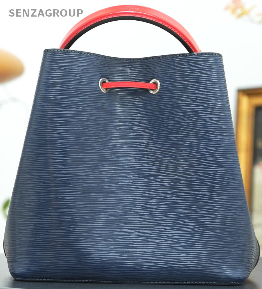Louis Vuitton Epi Leather NeoNoe Bucket Drawstring Crossbody Handbag Navy Blue