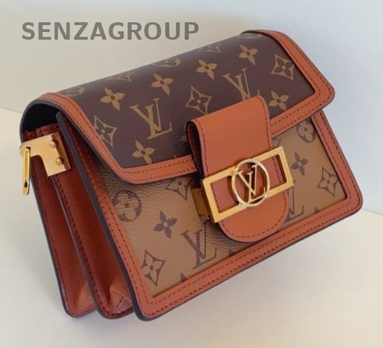 Louis Vuitton Dauphine PM Monogram Shoulder Bag Brown Gold Women Classic