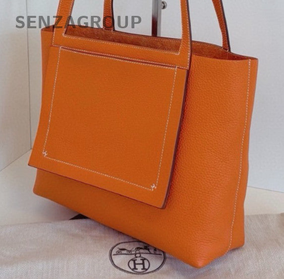 Hermes Cabasellier31 Tote Shoulder Bag Orange Used Women Classic