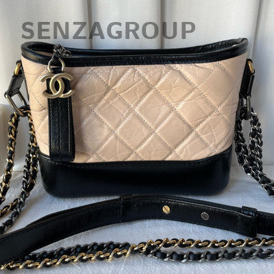 Chanel Gabrielle Small Chain Shoulder Crossbody Bag Beige Black