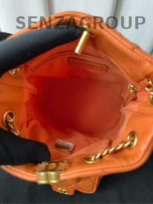 Chanel Quilted Small Orange Chain Backpack Classic Fashion Women