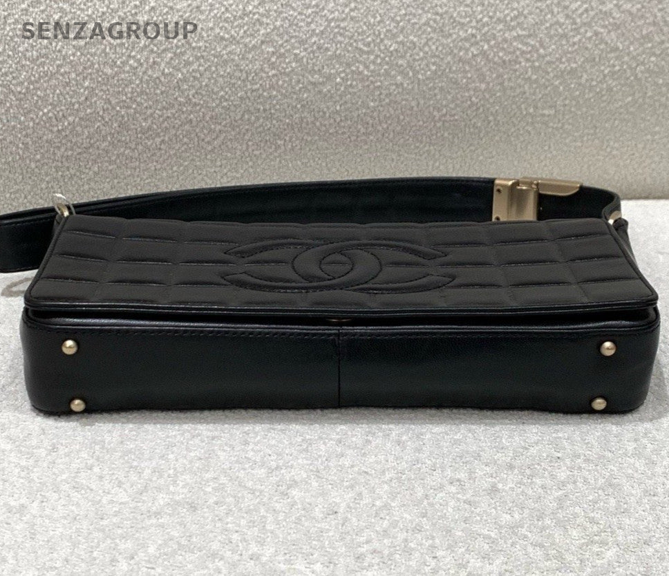 Chanel Ice Cube Vintage Black Gold Shoulder Bag Used Women Classic