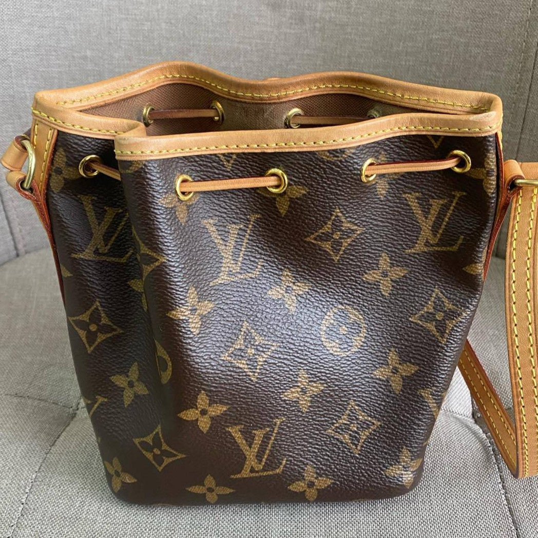 Louis Vuitton Nano Noe Monogram Canvas Drawstring Bucket Bag