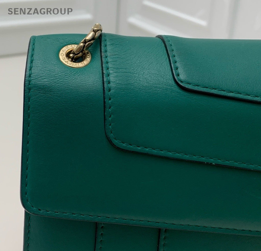 Bvlgari Serpenti MM Chain Shoulder Bag Crossbody Green Gold Women Classic