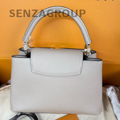 Louis Vuitton Capucines MM Grey Gold Handbag Shoulder Bag Women