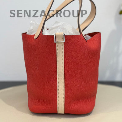 Hermès Picotin 18 Red Silver Hardware Handbag - Fashion Women