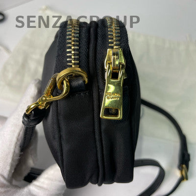 Prada Nylon Mini Camera Bag Black Gold Shoulder Crossbody Classic Women
