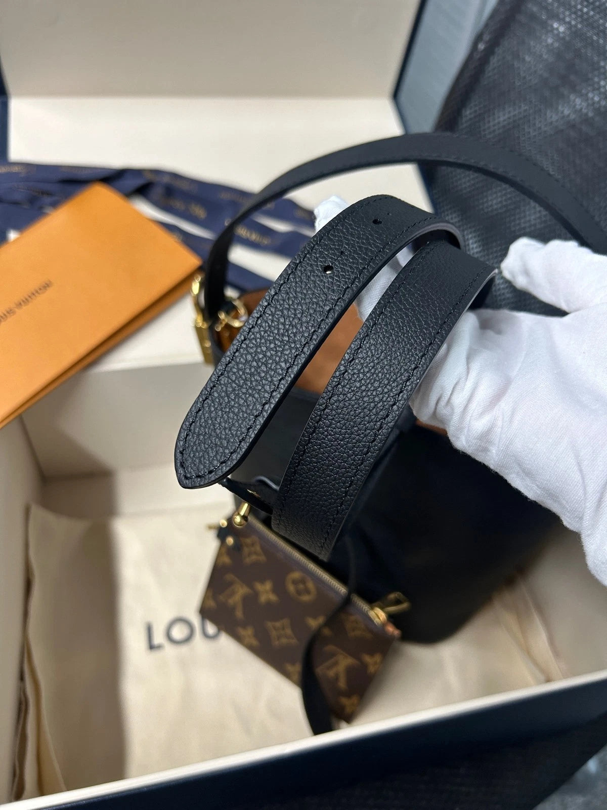 Louis Vuitton Calfskin Low Key All In BB Black Bucket Shoulder Bag For Women