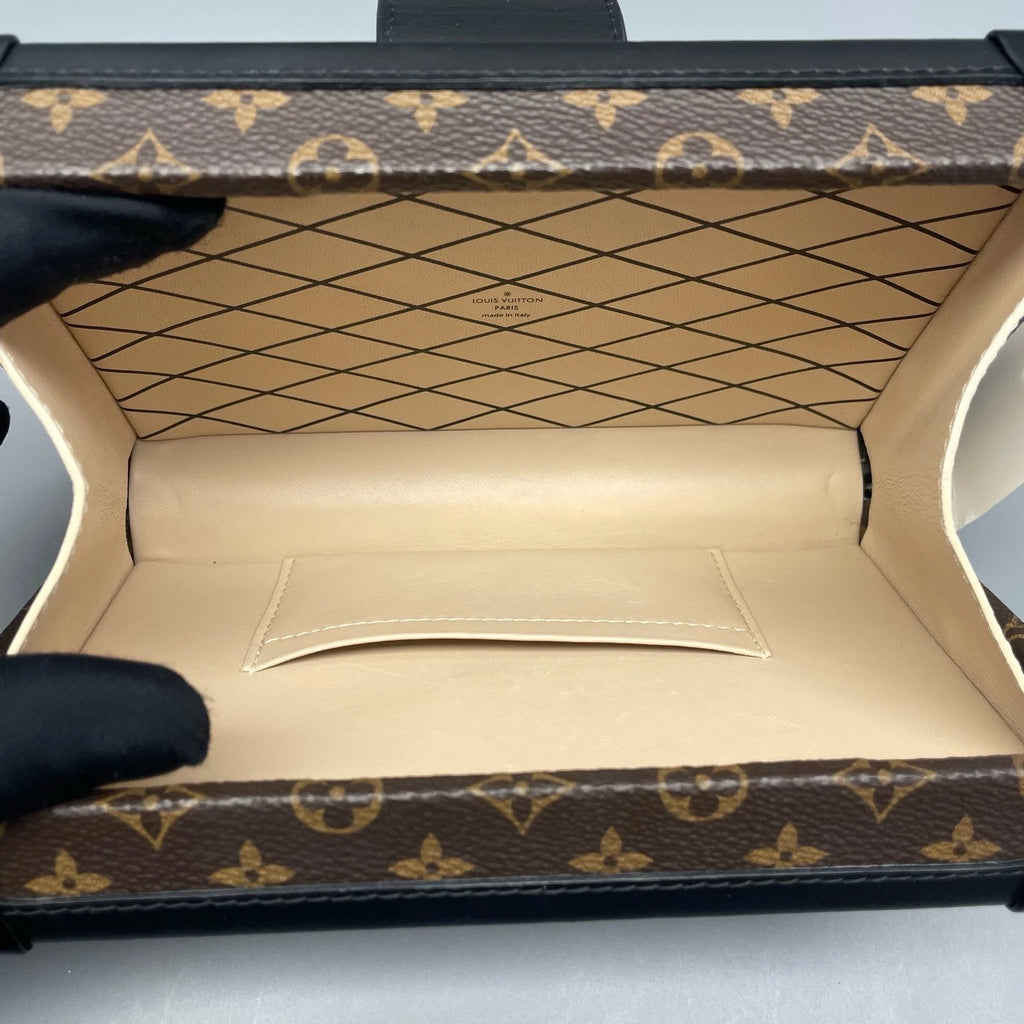 Louis Vuitton Petite Malle Monogram Shoulder Crossbody Brown Black Gold Women
