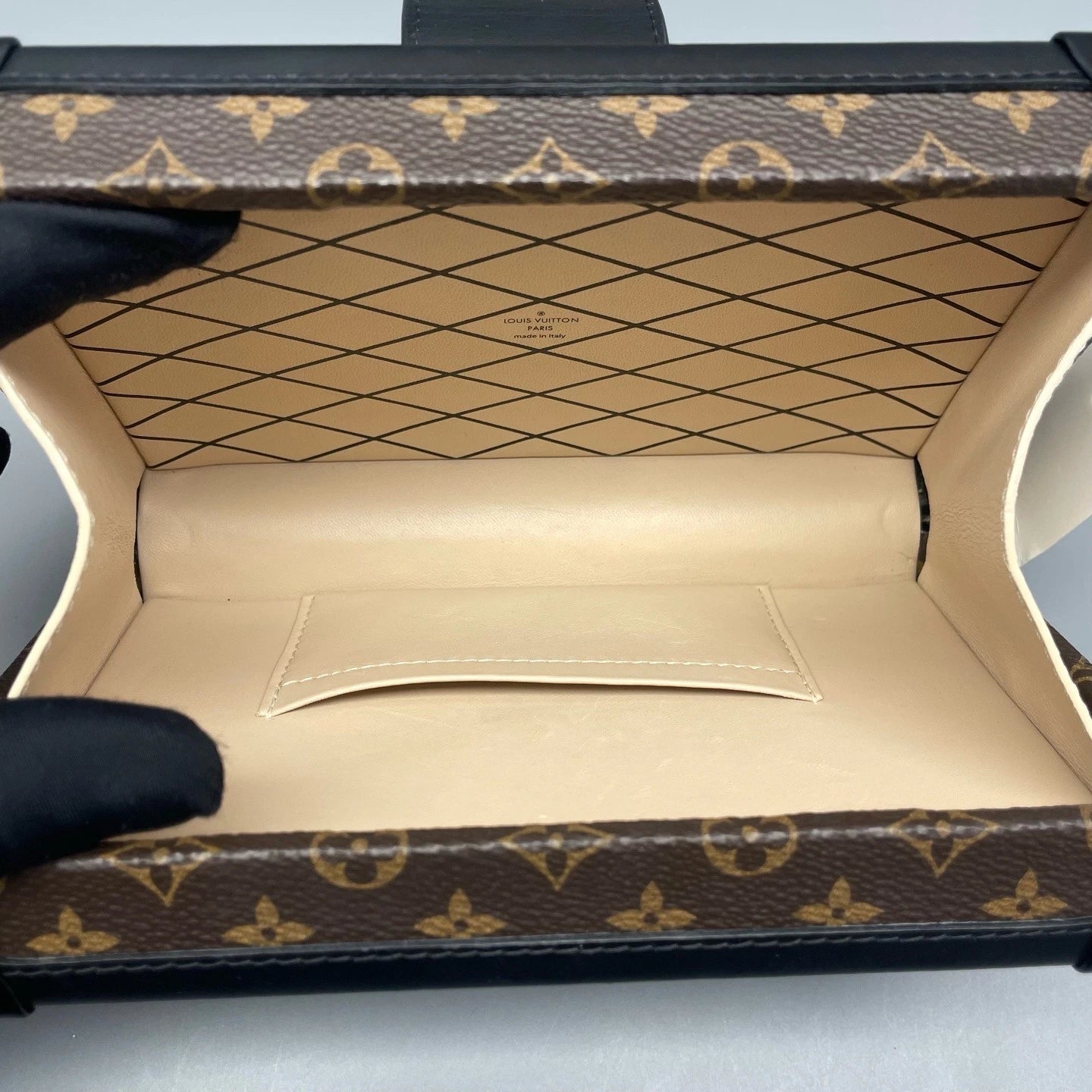 Louis Vuitton Petite Malle Monogram Shoulder Crossbody Brown Black Gold Women