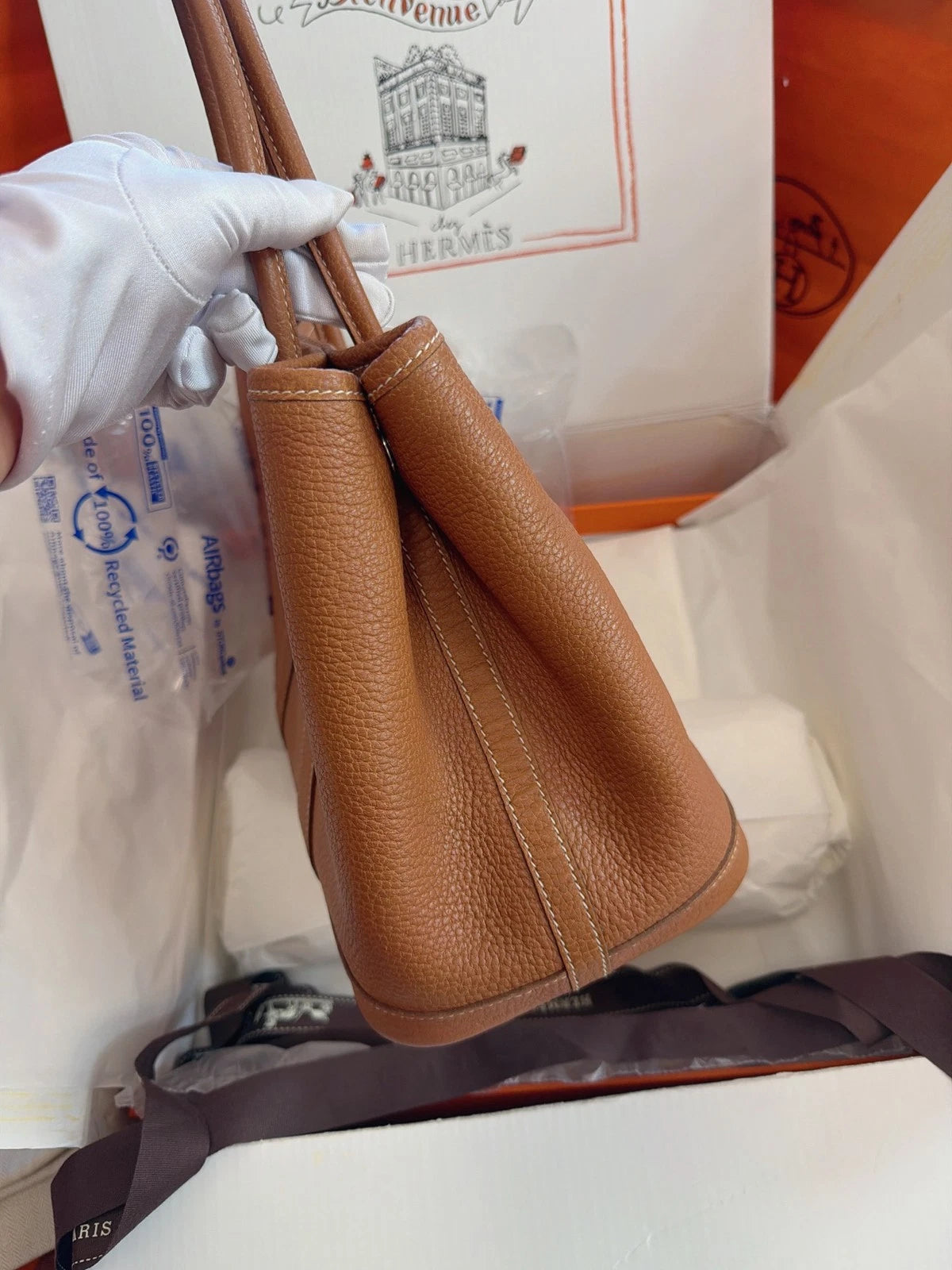 Excellent Hermes Garden Party30 Tote Brown Handbag Silver Hardware