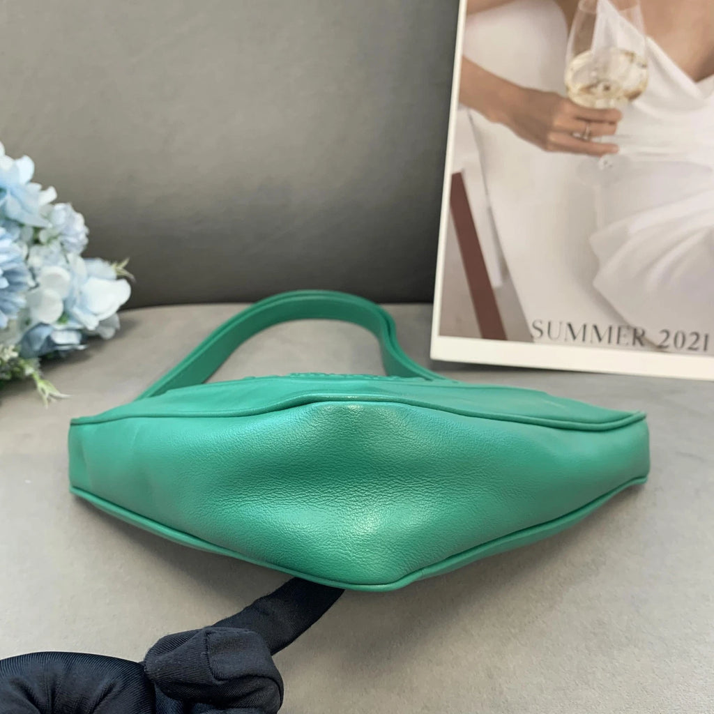 Prada Leather Triangle Embossed Logo Women Shoulder Underarm Bag