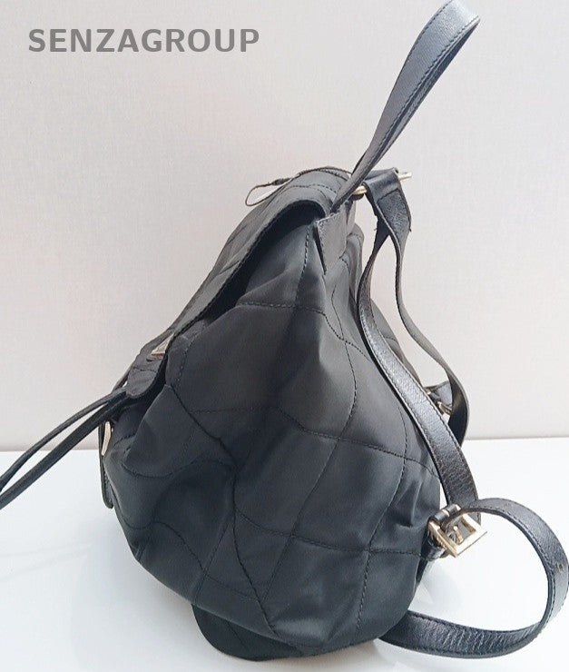 Prada Nylon Parachute Backpack Black Silver Unisex Adults Classic