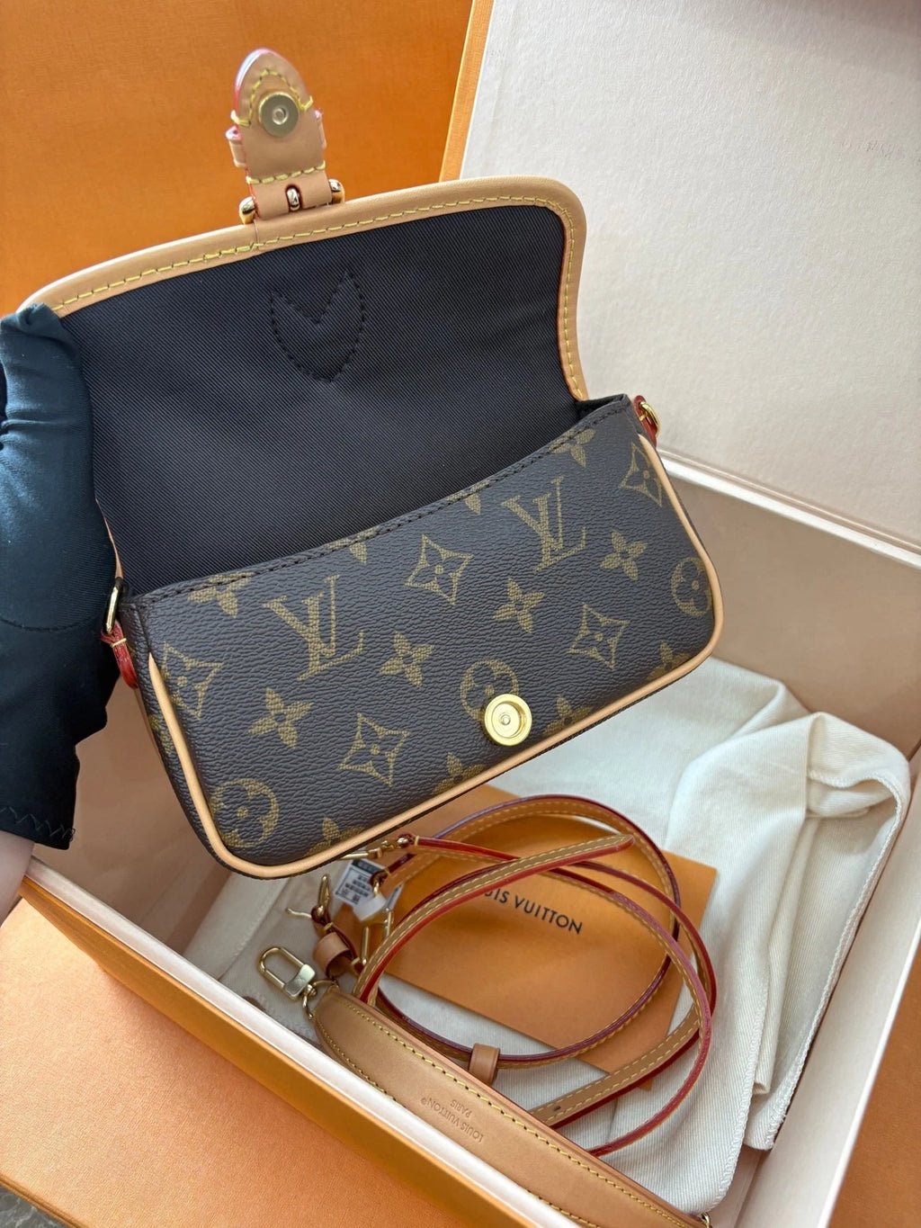 Louis Vuitton Nano Baguette Monogram Canvas Shoulder Bag Women