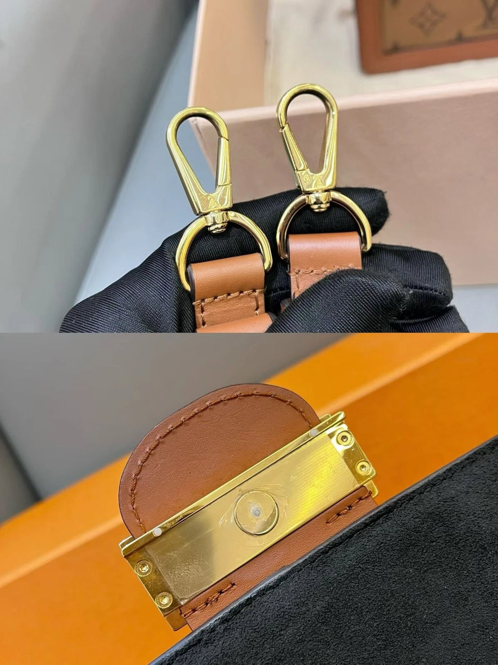 Louis Vuitton Dauphine MM Chain Shoulder Crossbody Brown Gold Women Classic