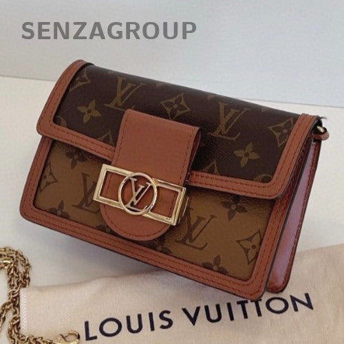 Louis Vuitton Dauphine WOC Chain Shoulder Bag Brown Gold Women Classic