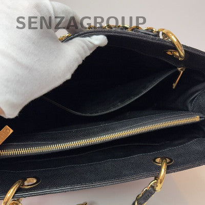 Chanel GST Black Gold Chain Shoulder Bag Quilted Classic Women