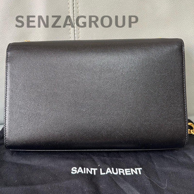 YSL Classic Caviar Chain Shoulder Crossbody Bag Medium Black Gold Women