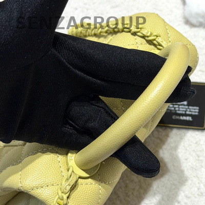 Chanel Calfskin Mini Coco Handle Yellow Handbag Chain Strap Crossbody